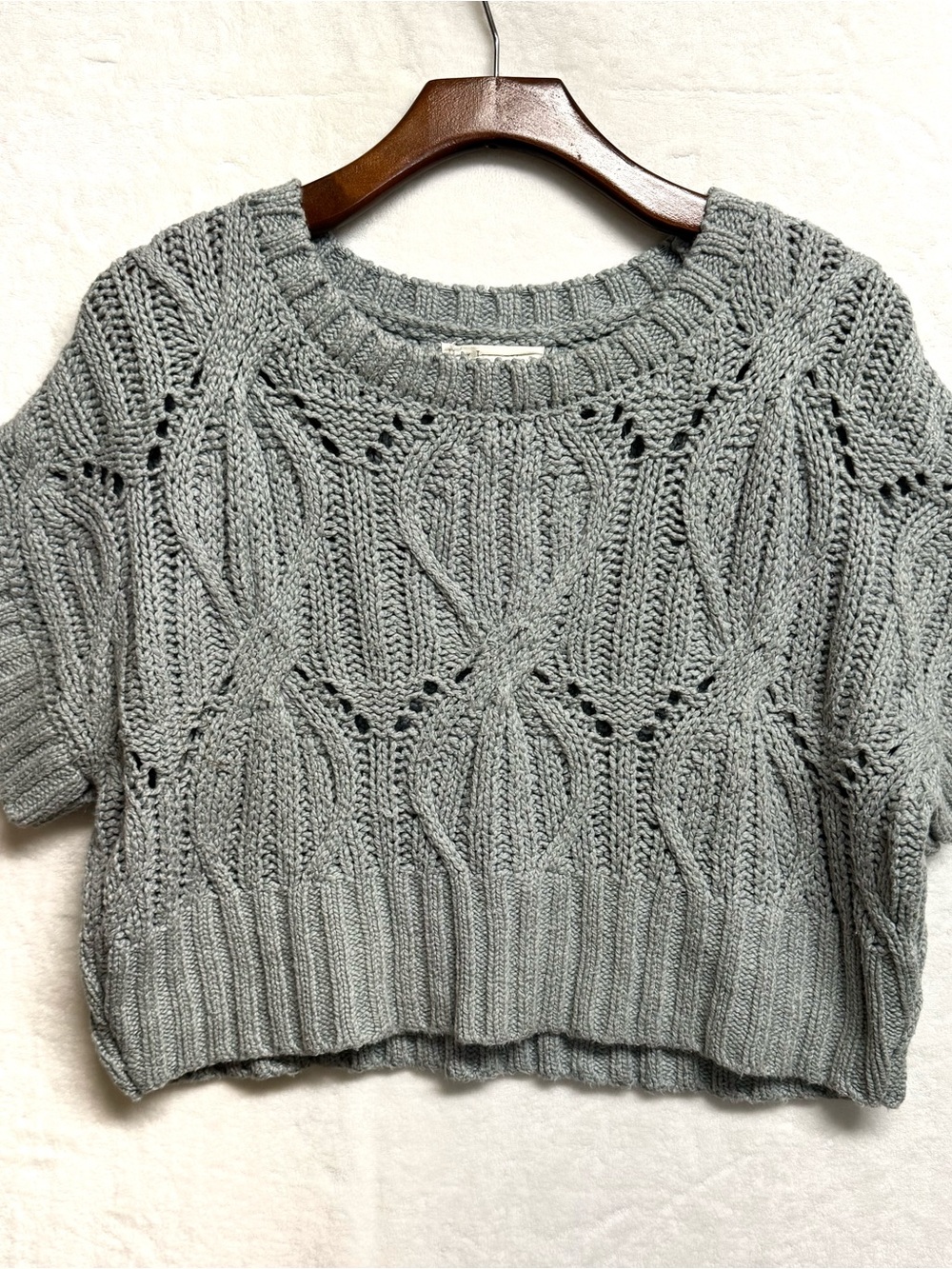By Together Cali Crochet Knit Sweater Medium Top Sage Green Size